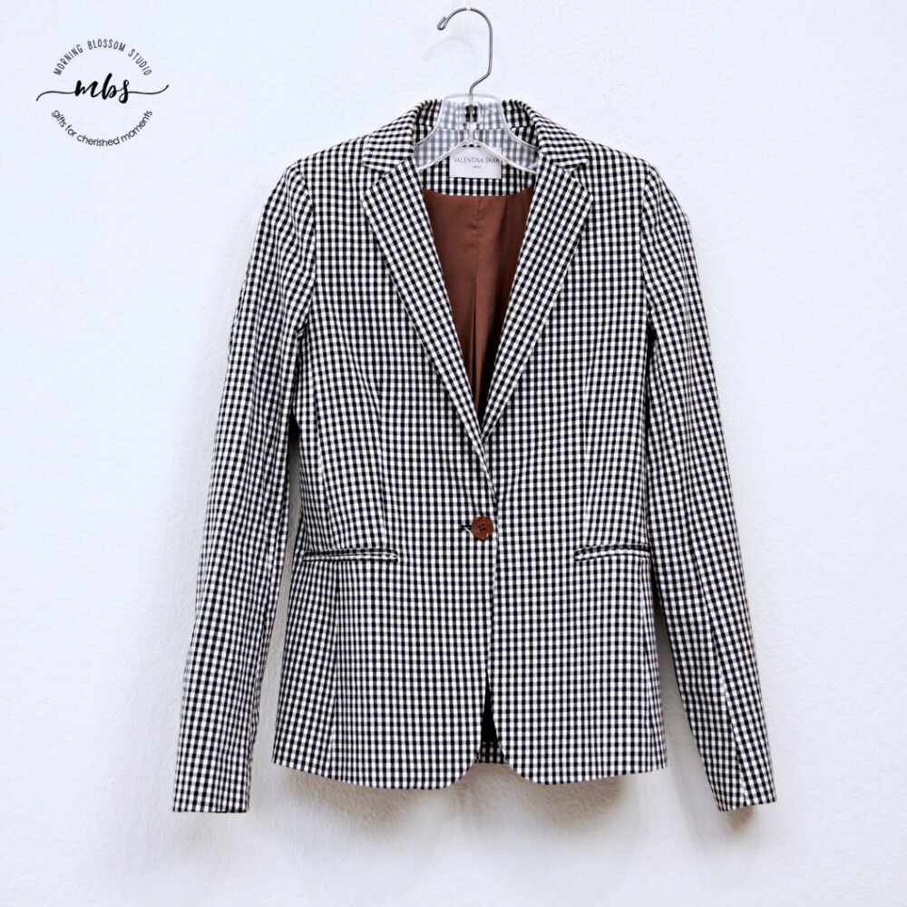 Valentina Shah Gingham Blazer Black‎ White Women 2